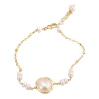 Cultured Freshwater Pearl Brass Bracelet, mixed colors, 160mm 