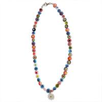 Collar de la joyería de cristal de Murano, con metal, con 2.95inch extender cadena, Flor, estilo popular & para mujer, 8mm, longitud:aproximado 18.5 Inch, Vendido por Sarta