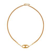 Brass Jewelry Necklace, with 1.37inch extender chain, Geometrical Pattern, 18K gold plated, twist oval chain & for woman & hollow Approx 16 Inch 