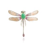 Cubic Zirconia Brooch, Brass, Dragonfly, plated, micro pave cubic zirconia & for woman & epoxy gel 