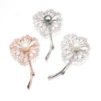 Cubic Zirconia Brooch, Brass, with Plastic Pearl, Dandelion, plated, micro pave cubic zirconia & for woman & epoxy gel 