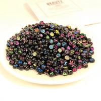 Acryl Alphabet Perlen, rund, Einbrennlack, DIY, schwarz, 4x7mm, 500G/Tasche, verkauft von Tasche