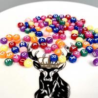 Acryl Alphabet Perlen, rund, Einbrennlack, DIY, gemischte Farben, 4x7mm, 500G/Tasche, verkauft von Tasche