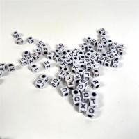 Acryl Alphabet Perlen, Quadrat, Spritzgießen, DIY & verschiedene Größen vorhanden, weiß, 500G/Tasche, verkauft von Tasche