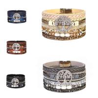 Wrap Bracelets, Zinc Alloy, with PU Leather, fashion jewelry & for woman & with rhinestone 