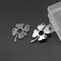 Stainless Steel Charm Connector, Four Leaf Clover, silver color plated Approx 