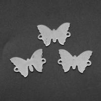 Stainless Steel Charm Connector, Butterfly, silver color plated Approx 