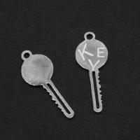 Edelstahl Stein Anhänger, Schlüssel, silberfarben plattiert, keine, 20x8x1mm, ca. 10PCs/Tasche, verkauft von Tasche