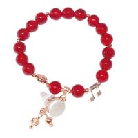 Rot Achat Armbänder, mit Perlen & Granat, keine, 5mm, verkauft von Strang