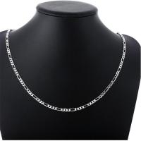 Zinc Alloy Chain Necklace, plated, silver color, 4mm 