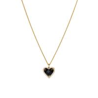 Brass Jewelry Necklace, with Crystal, with 2.16inch extender chain, Heart, 18K gold plated, twist oval chain & for woman Approx 17.7 Inch 