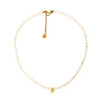 Freshwater Pearl Brass Necklace, with Brass, with 1.77inch extender chain, 18K gold plated, for woman Approx 14.8 Inch 
