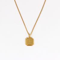 Brass Jewelry Necklace, with 1.96inch extender chain, Square, 18K gold plated, twist oval chain & for woman Approx 18 Inch 