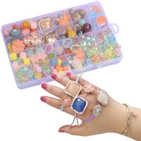 Set de perles Bracelet bricolage, Acrylique, Losange, pour les enfants, couleurs mélangées Vendu par boîte