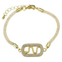 Cubic Zirconia Micro Pave Brass Bracelet, with 2 inch extender chain, gold color plated, micro pave cubic zirconia 3mm Approx 7 Inch 