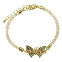 Cubic Zirconia Micro Pave Brass Bracelet, with 1.5 inch extender chain, gold color plated, micro pave cubic zirconia 3mm Approx 7 Inch 