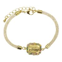 Cubic Zirconia Micro Pave Brass Bracelet, with 1.5 inch extender chain, gold color plated, micro pave cubic zirconia 3mm Approx 6.5 Inch 