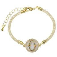 Cubic Zirconia Micro Pave Brass Bracelet, with 1.5 inch extender chain, gold color plated, micro pave cubic zirconia & enamel 3mm Approx 6.5 Inch 