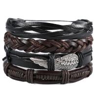 PU Leather Cord Bracelets, Zinc Alloy, with PU Leather, fashion jewelry & multilayer & Unisex, 50mm 