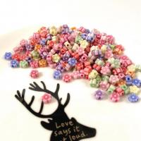 Perles en plastique de mode, fleur, DIY & émail, couleurs mélangées, 7mm Vendu par sac