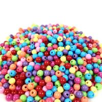 Solid Color Plastic Beads, Round, DIY 
