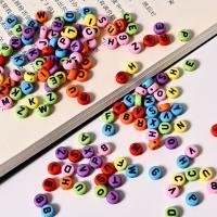 Acryl Alphabet Perlen, rund, DIY, gemischte Farben, 4x7mm, 3700PCs/Tasche, verkauft von Tasche