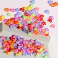 Acryl Alphabet Perlen, Herz, Spritzlackierung, DIY, gemischte Farben, 7mm, 500G/Tasche, verkauft von Tasche