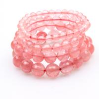 Quartz Bracelets, Cherry Quartz, Round, polished & for woman, pink 