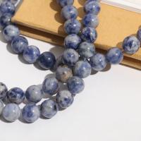 Blue Speckle Stone Beads, Round, polished, DIY blue 