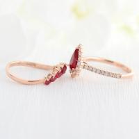 Cubic Zirconia Micro Pave Brass Finger Ring, plated, 2 pieces & fashion jewelry & micro pave cubic zirconia & for woman, red 