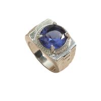 Zinc Alloy Finger Ring, with Sapphire​, plated, fashion jewelry & for woman, blue 