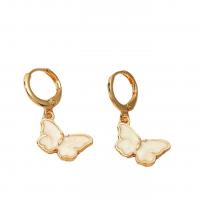 Brass Drop Earring, Butterfly, plated, fashion jewelry & for woman, golden 
