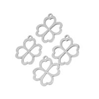 Stainless Steel Clover Pendant, Four Leaf Clover, silver color plated, DIY Approx 