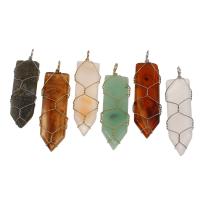 Gemstone Brass Pendants, with Brass, gold color plated Approx 