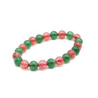 Quartz Bracelets, Strawberry Quartz, Round, multi-colored, 8mm 