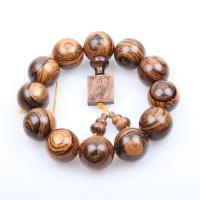 Деревянные браслеты, деревянный, Связанный вручную, Сиена жженая, 20mm, продается Strand