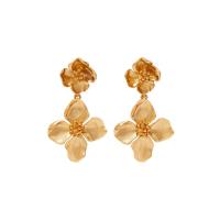 Brass Drop Earring, sterling silver post pin, Flower, gold color plated, fashion jewelry & for woman, 62.5mm 