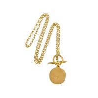 Brass Jewelry Necklace, Flat Round, 18K gold plated, oval chain & for woman Approx 25 Inch 