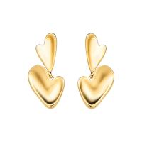 Brass Drop Earring, Heart, plated, fashion jewelry & for woman 