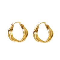 Brass Huggie Anneau d'oreille, laiton, Plaqué or 18K, bijoux de mode & pour femme, 35mm, Vendu par paire