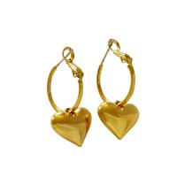 Huggie Hoop Drop Earring, Латунь, Сердце, Другое покрытие, ювелирные изделия моды & Женский, Много цветов для выбора, 35mm, продается Пара