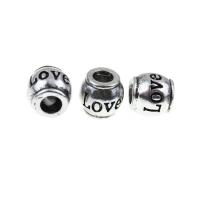 Stainless Steel Large Hole Beads, with letter pattern & blacken 
