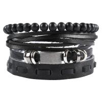 PU Leather Cord Bracelets, Zinc Alloy, with PU Leather, Adjustable & fashion jewelry & for man, 45mm 