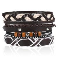 PU Leather Cord Bracelets, with Zinc Alloy, Adjustable & fashion jewelry & for man, 6CM,17-18CM,8-9CM 