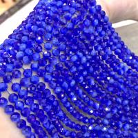Katzenauge Perlen, rund, poliert, DIY & verschiedene Größen vorhanden & facettierte, blau, verkauft von Strang