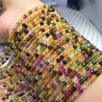 Natürlicher Turmalin Perlen, rund, poliert, DIY & facettierte, farbenfroh, 3.8x4mm, 98PCs/Strang, verkauft von Strang