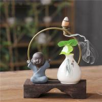 Incense Smoke Flow Backflow Holder Ceramic Incense Burner, White Porcelain, plated, for home and office & durable & Mini 
