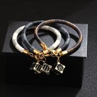 PU Leather Cord Bracelets, Brass, with PU Leather, fashion jewelry & for man 