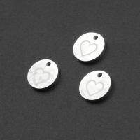 Stainless Steel Tag Charm, Round, silver color plated 