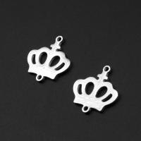 Stainless Steel Charm Connector, Crown, silver color plated 